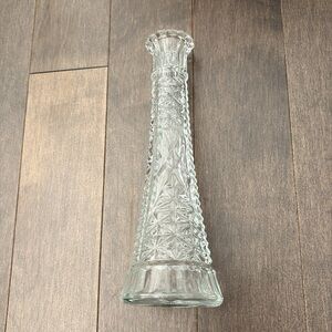 ANCHOR HOCKING Vintage Clear Glass Stars & Bars Starburst Flower Vase 9” Elegant